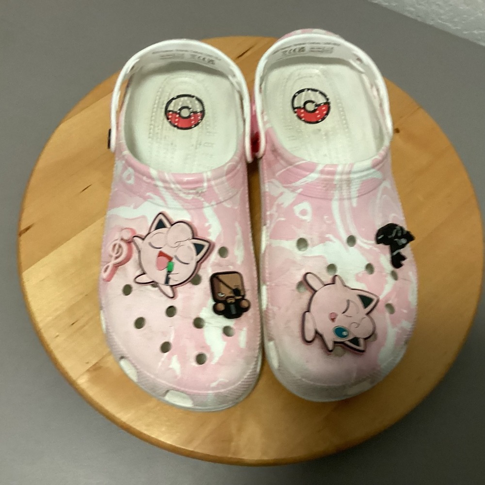 Pokemon Jigglypuff Crocs Pink Marble Swirl ClogsWomen's Size 11 - Picture 15 of 15